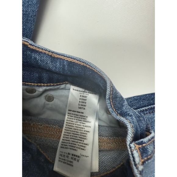 American Eagle Strigid High Rise Straight Crop Jeans Frayed Hem Womens - Picture 3 of 8